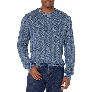 Goodthreads Soft Cotton Cable Stitch Crewneck Sweater Washed Blue Med EUC #4128